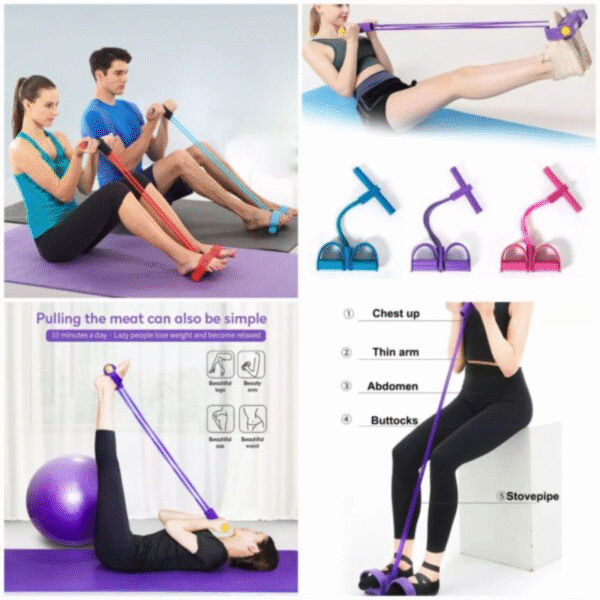 Foot Pedal Resistance Band Elastic Sit-up Pull Rope Yoga Fitness Gym – Elastic Pull Ropes Tummy Trimmer - Image 8