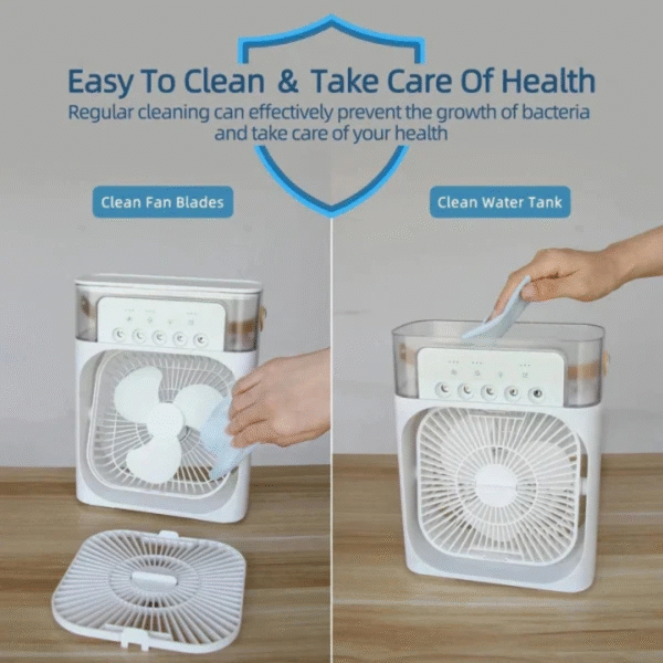 10 Inche Portable Air Conditioner Fan: Usb Electric Fan With Led Night Light, Fine Mist Water, And Humidifier Function | Led Night Light Water Mist (random Color) - Image 6
