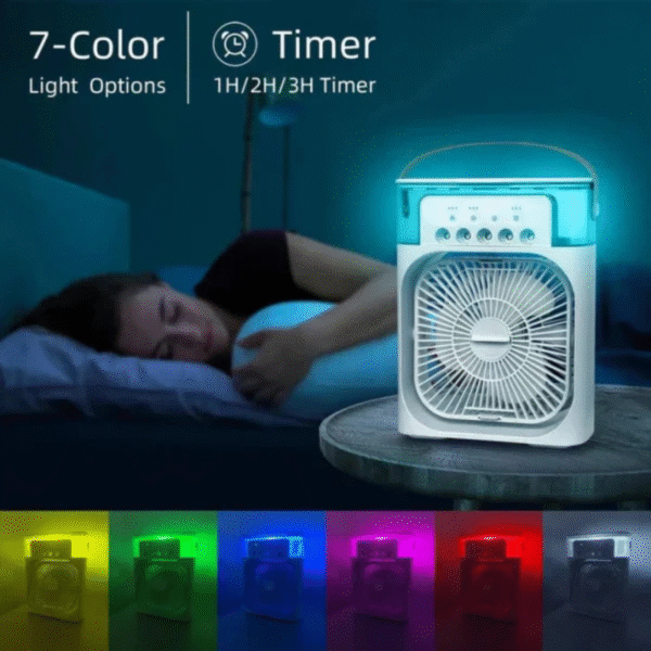 10 Inche Portable Air Conditioner Fan: Usb Electric Fan With Led Night Light, Fine Mist Water, And Humidifier Function | Led Night Light Water Mist (random Color) - Image 5