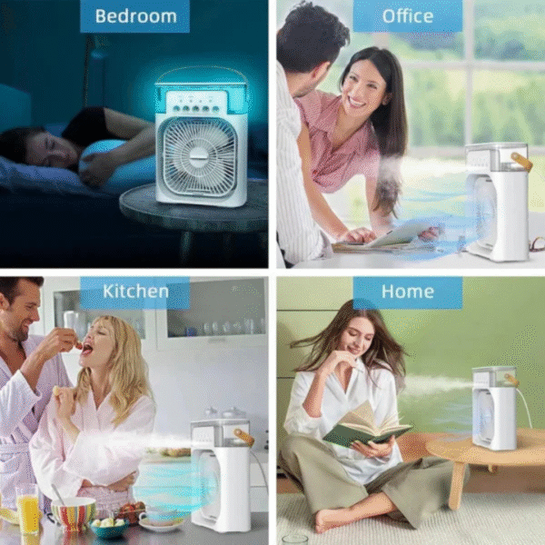 10 Inche Portable Air Conditioner Fan: Usb Electric Fan With Led Night Light, Fine Mist Water, And Humidifier Function | Led Night Light Water Mist (random Color) - Image 3