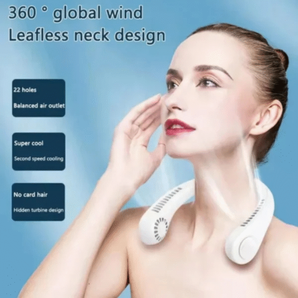 Mini Neck Portable No Bladeless Hanging Neck Rechargeable Air Cooler Mini Summer Sport Fan - Image 2