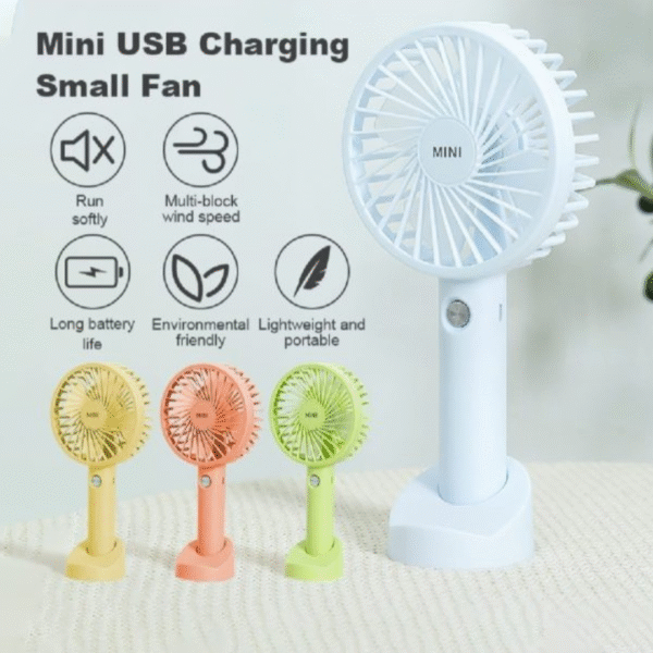 Portable Usb Rechargeable Fan | Handheld 3 Speed Strong Wind Electric Small Mini Cooling Fan - Image 5
