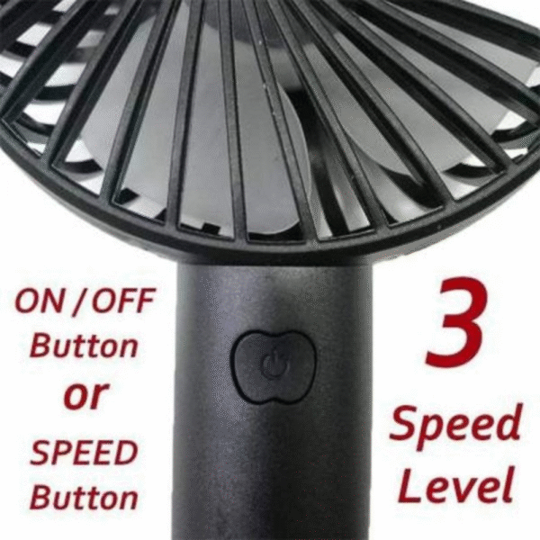 Portable Usb Rechargeable Fan | Handheld 3 Speed Strong Wind Electric Small Mini Cooling Fan - Image 2