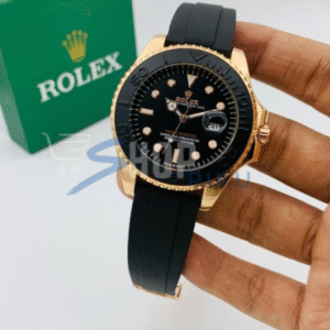 Rolex Stylish Watch For Men Adjustable Rubber Strap | Heavy Master Lock | Steel Buzzle Working – Without Box