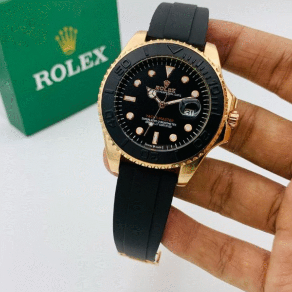 Rolex Stylish Watch For Men Adjustable Rubber Strap | Heavy Master Lock | Steel Buzzle Working – Without Box - Image 3