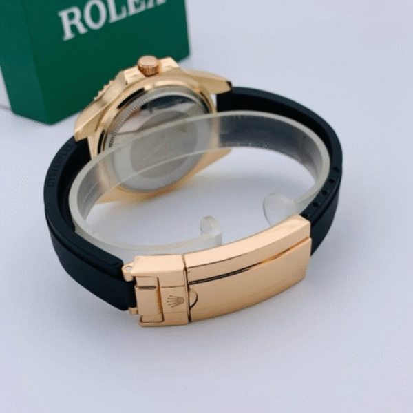 Rolex Stylish Watch For Men Adjustable Rubber Strap | Heavy Master Lock | Steel Buzzle Working – Without Box - Image 2