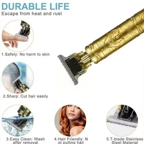 Vintage T9 Hair Trimmer Cordless Professional Hair Clippers Electric Trimmers For Men Metal Head - Image 11