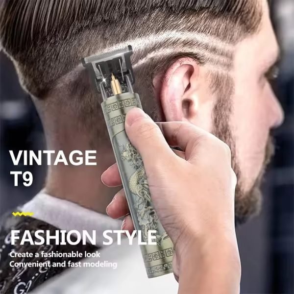 Vintage T9 Hair Trimmer Cordless Professional Hair Clippers Electric Trimmers For Men Metal Head - Image 3