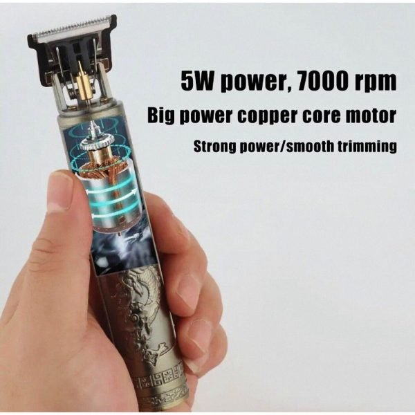 Vintage T9 Hair Trimmer Cordless Professional Hair Clippers Electric Trimmers For Men Metal Head - Image 5